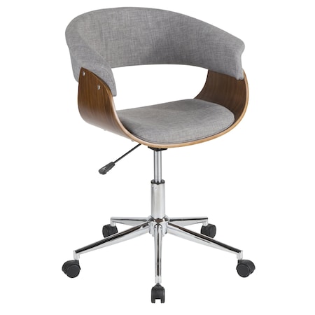 Lumisource Vintage Mod Office Chair in Walnut Wood and Light Grey Fabric OC-VMO WL+LGY